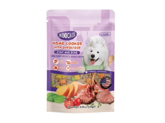 Moochie Home Cooked Dog Food - Joint and Bone - Lamb, Sweet Potato & Spinach Recipe 255g