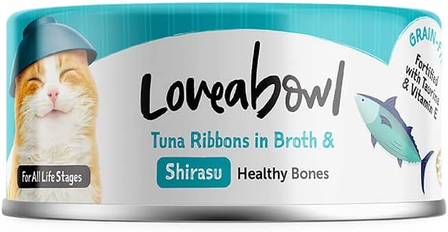 Loveabowl Tuna Ribbons In Broth (Tuna And Shirasu) Grain Free Wet Cat Food 70g