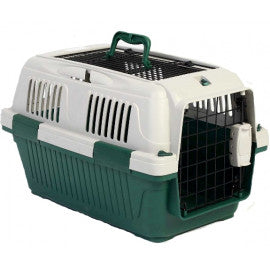 Nutrapet Dog Cat Carrier Open Grill Top Dark Green Box