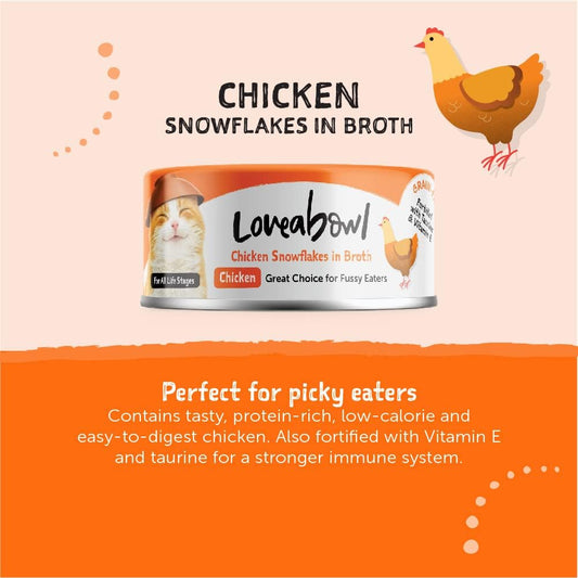 Loveabowl Chicken Snowflakes In Broth (Chicken) Grain Free Wet Cat Food 70g