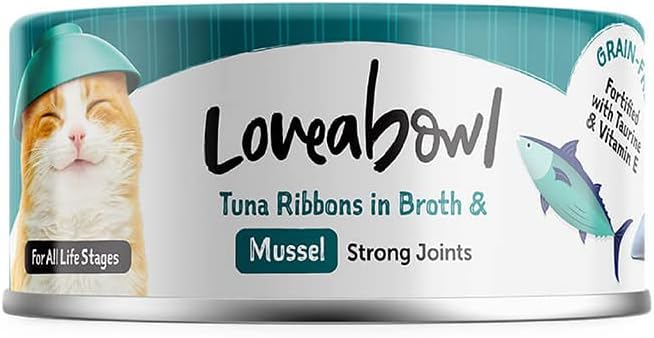 Loveabowl Tuna Ribbons In Broth (Tuna And Mussel) Grain Free Wet Cat Food 70g