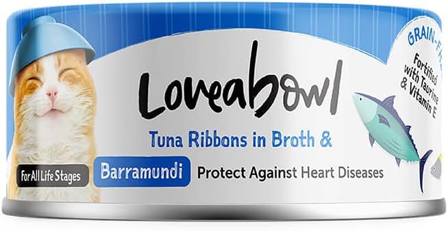 Loveabowl Tuna Ribbons In Broth (Tuna And Barramundi) Grain Free Wet Cat Food 70g