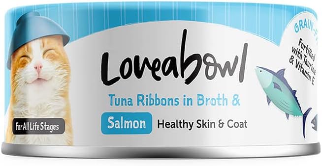 Loveabowl Tuna Ribbons In Broth (Tuna And Salmon) Grain Free Wet Cat Food 70g