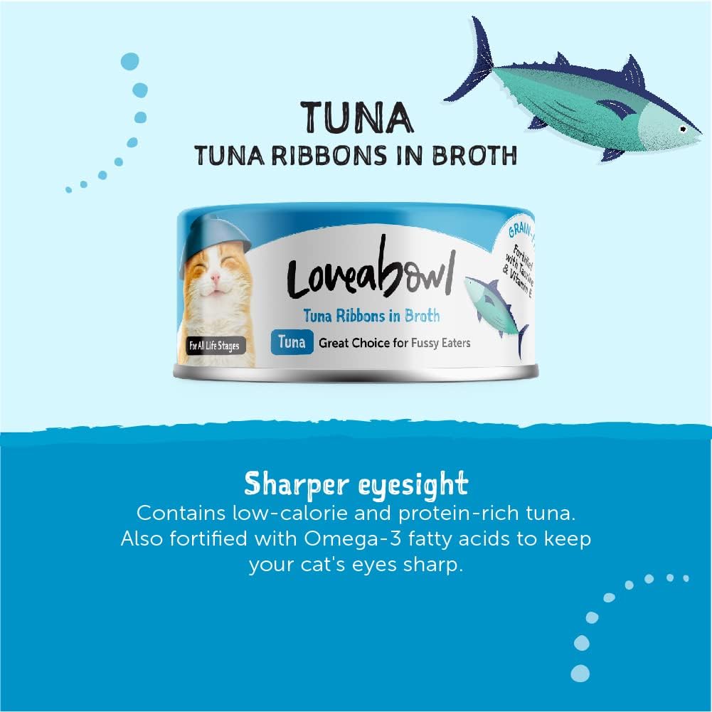 Loveabowl Tuna Ribbons In Broth (Tuna) Grain Free Wet Cat Food 70g