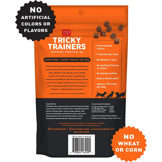Cloud Star Tricky Trainers Chewy Treats Grain Free Peanut Butter - 5 Oz