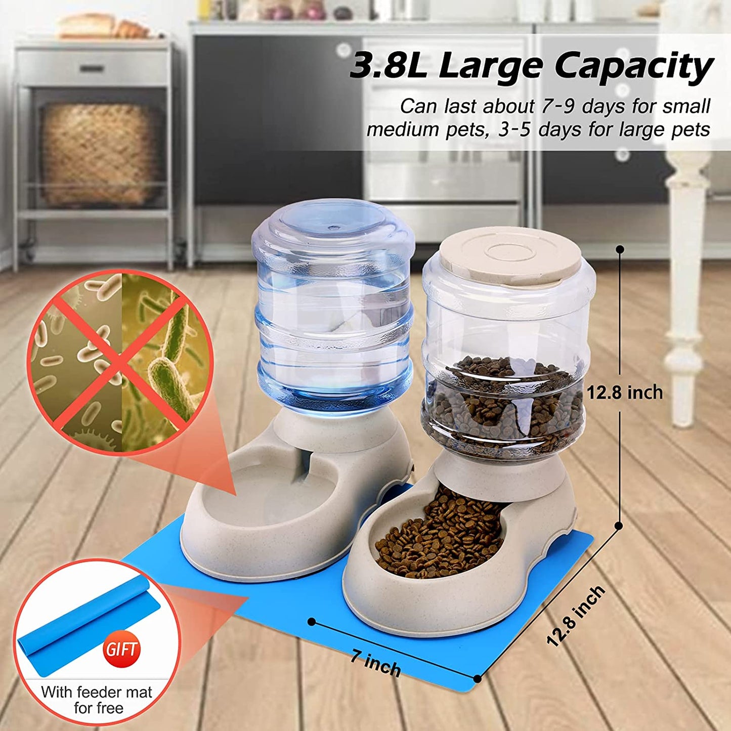 2 Pack Automatic pet Feeder and Water Dispense