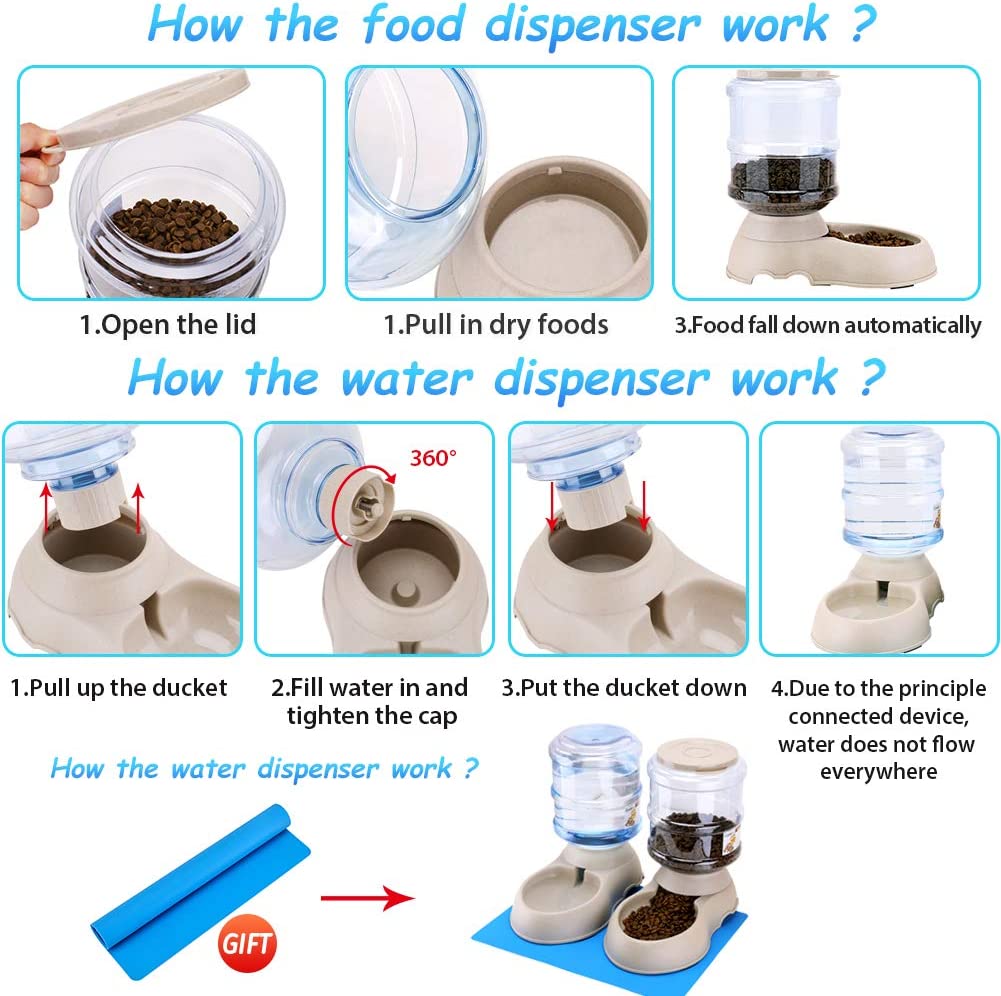 2 Pack Automatic pet Feeder and Water Dispense