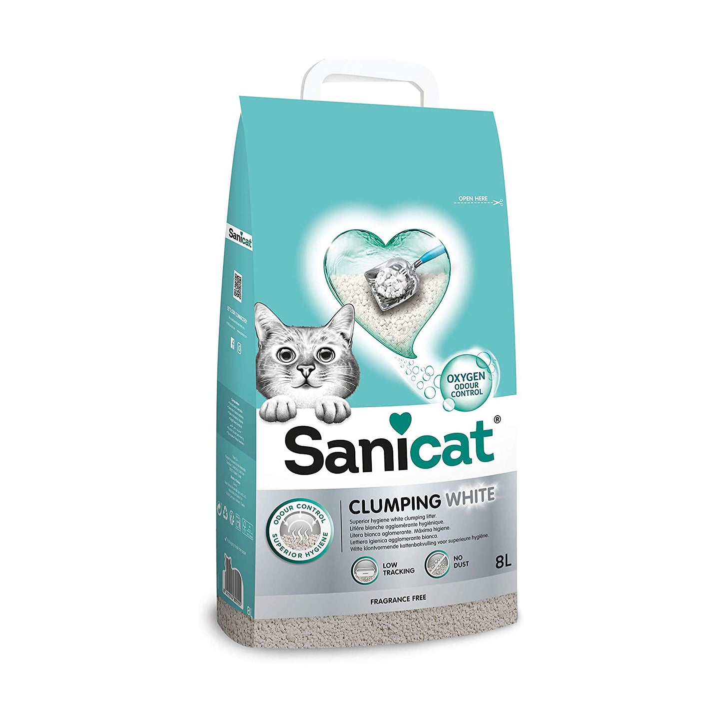 Sanicat Clumping White Fragrance Free 8L