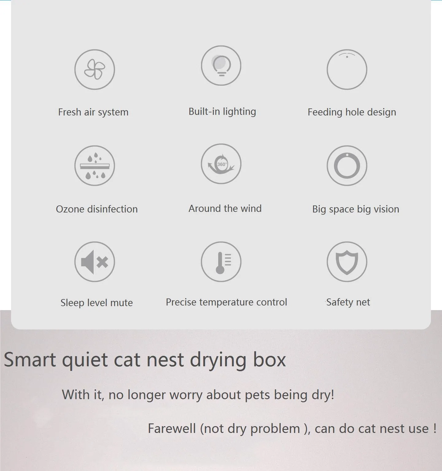 Blunzo Home Pet Drying Box,Intelligent Silent Pet Dryer,Built-in Light,360° Warm Air Surround