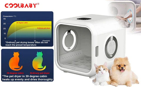 Blunzo 39 Degree Cabin Pet Drying Box,Automatic Cat Dog Hair Dryer,Smart