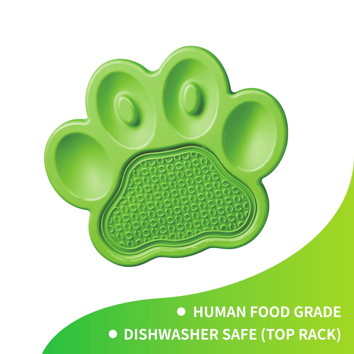 PETDREAMHOUSE PAW 2-IN-1 SLOW FEEDER & LICK PAD GREEN