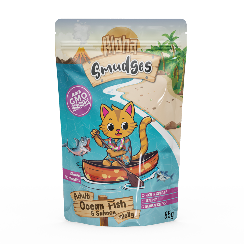 Aloha Smudges Ocean Fish & Salmon Adult Cat wet food in Jelly 85g Pouch