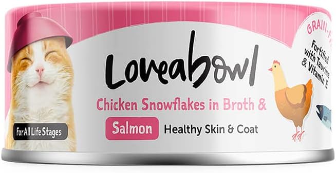 Loveabowl Chicken Snowflakes In Broth (Chicken And Salmon) Grain Free Wet Cat Food 70g