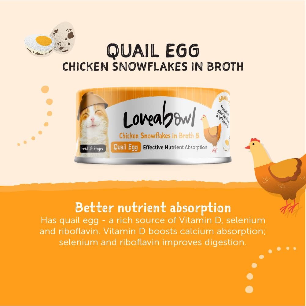 Loveabowl Chicken Snowflakes In Broth (Chicken And Quail Egg) Grain Free Wet Cat Food 70g