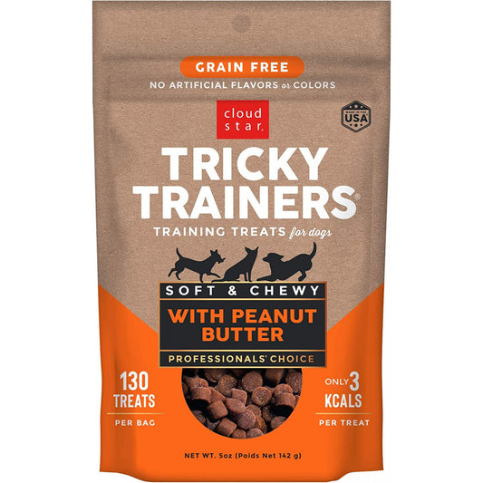 Cloud Star Tricky Trainers Chewy Treats Grain Free Peanut Butter - 5 Oz