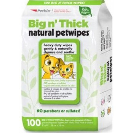 Petkin Big N' Thick Natural Petwipes 100ct