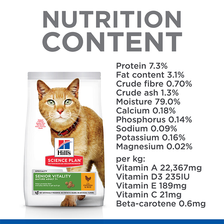 Hill’s Science Plan Senior Vitality Mature Adult 7+ Cat Food With Chicken & Rice (1.5g)