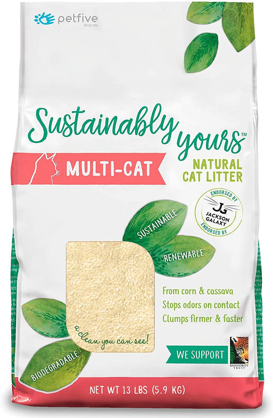 Petfive Sustainably Yours Natural Cat Litter, Multi-Cat, 13 Lbs
