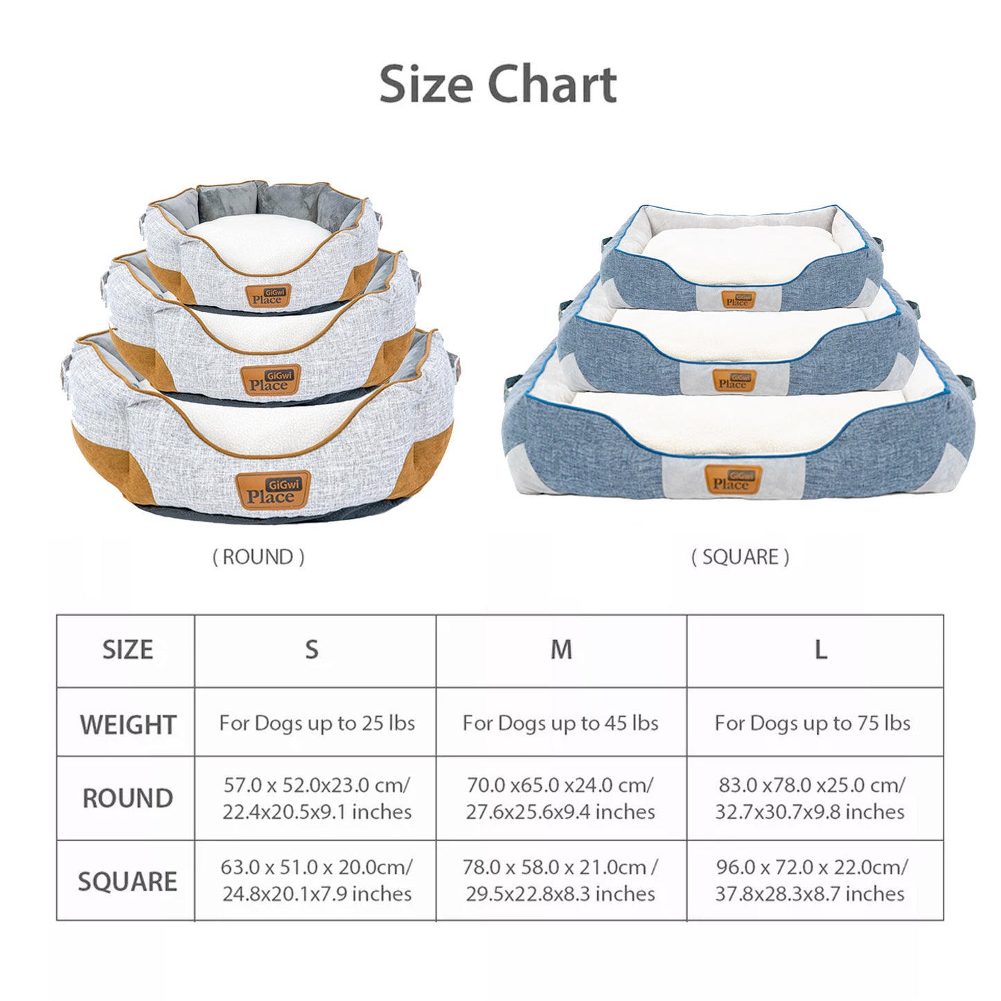 GiGwi Place Removable Cushion Luxury Dog Bed Round