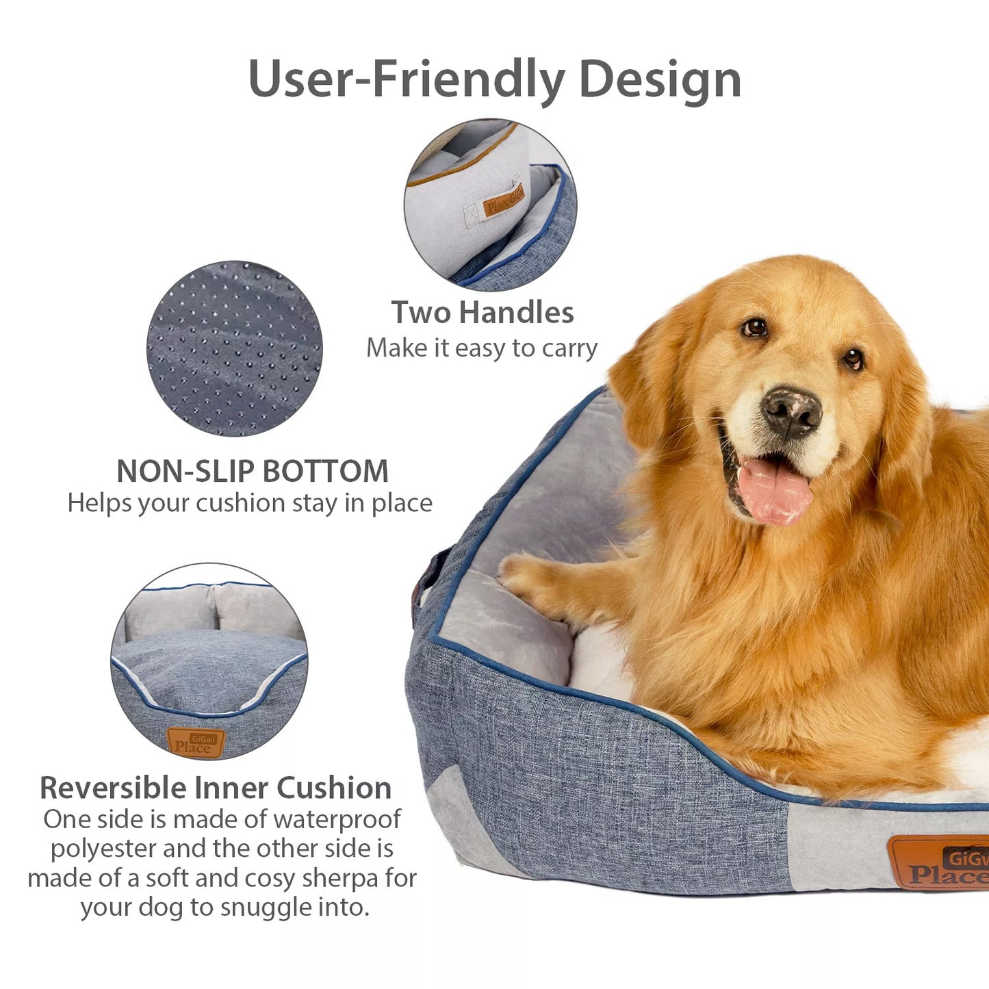 GiGwi Place Removable Cushion Luxury Dog Bed Square