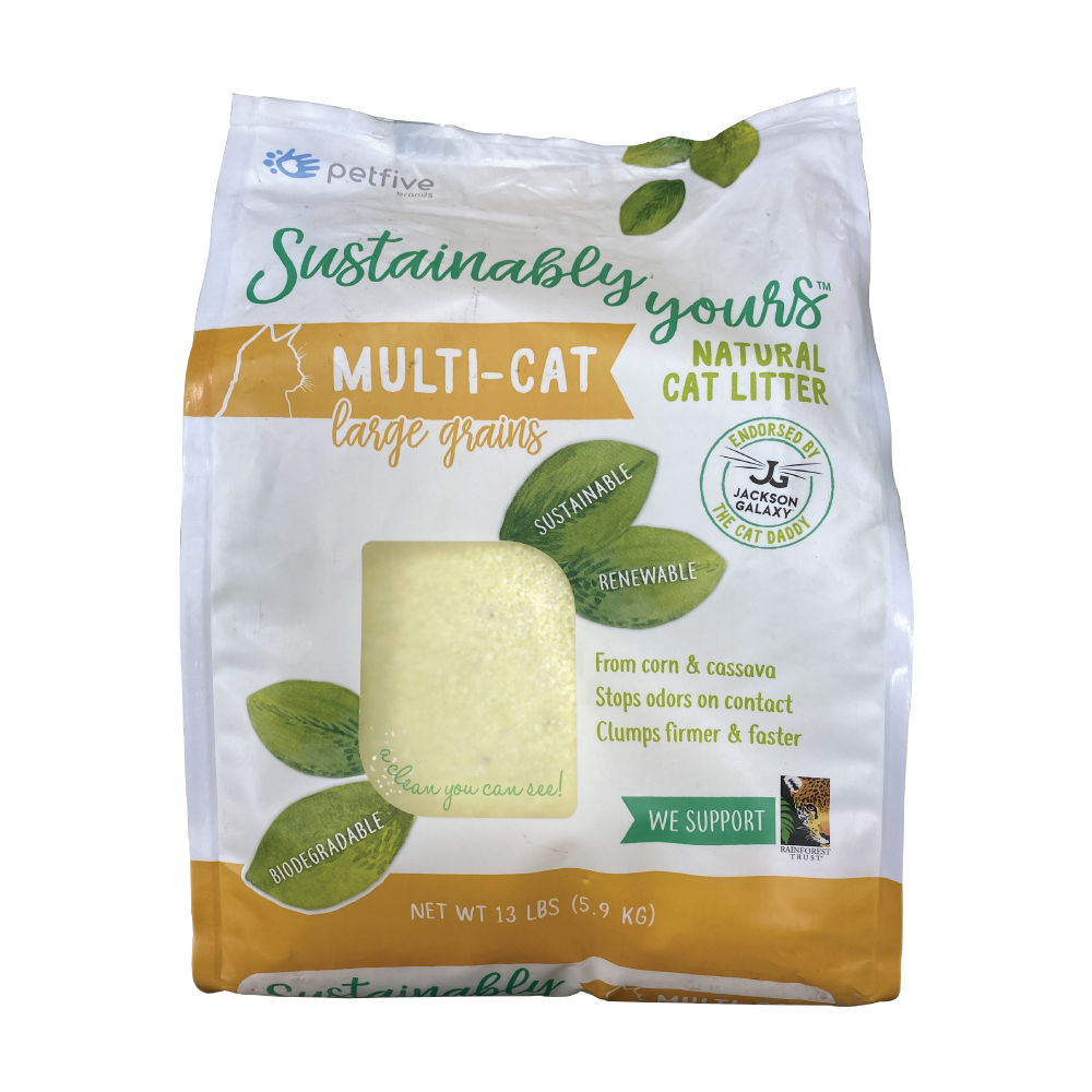 Petfive Sustainably Yours Natural Cat Litter, Large Grains, 13 lbs