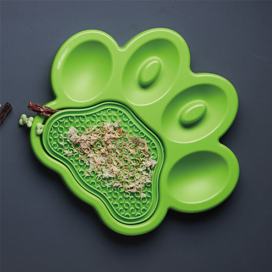 PETDREAMHOUSE PAW 2-IN-1 SLOW FEEDER & LICK PAD GREEN