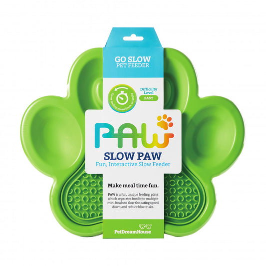 PETDREAMHOUSE PAW 2-IN-1 SLOW FEEDER & LICK PAD GREEN