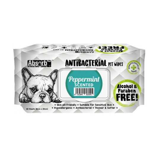 Absolute Pet Absorb Plus Antibacterial Pet Wipes Lemon 80 Sheets